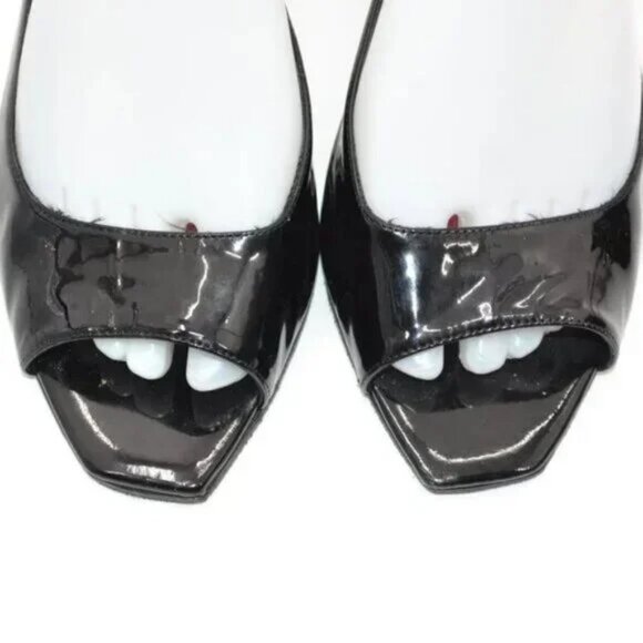 Kate Spade Black Patent Leather D'Orsay Minimal Open Toe Kitten Heels Pumps 8.5 - Picture 8 of 10